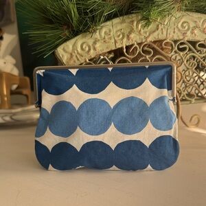Marimekko Blue and White Kivet Cotton Fabric Travel Pouch